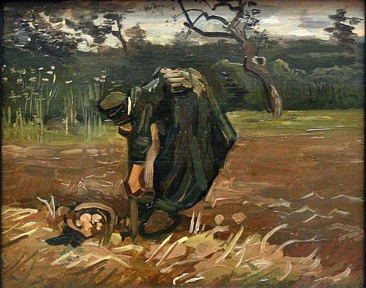Vincent Van Gogh Peasant Woman Digging Up Potatoes oil painting picture